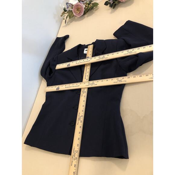Leslie Fay Women’s Blazer 10 Navy Button Career Jacket Lapel Notch Collar Preppy - Picture 7 of 8